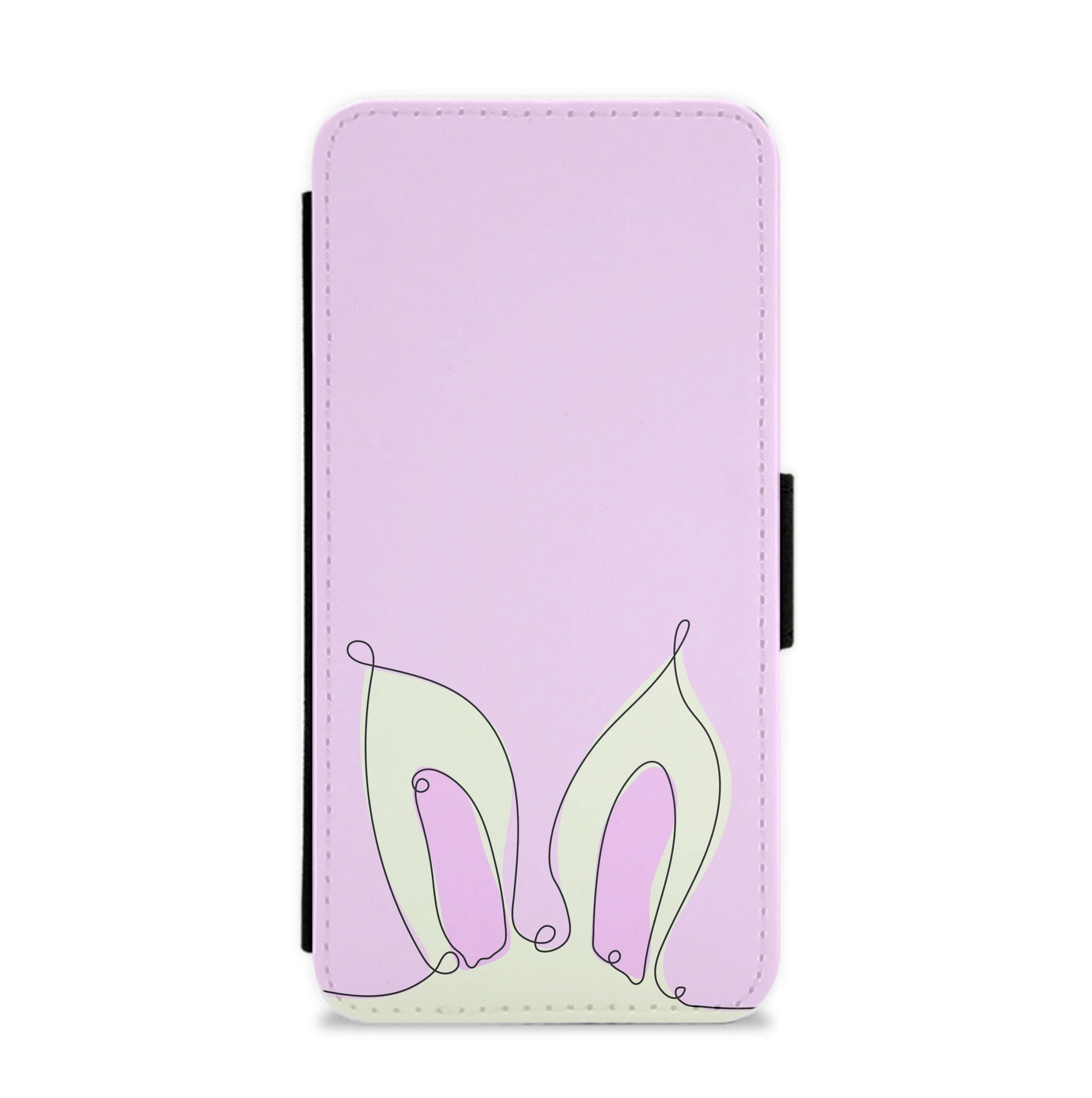 Outline Bunny Ears Flip / Wallet Phone Case