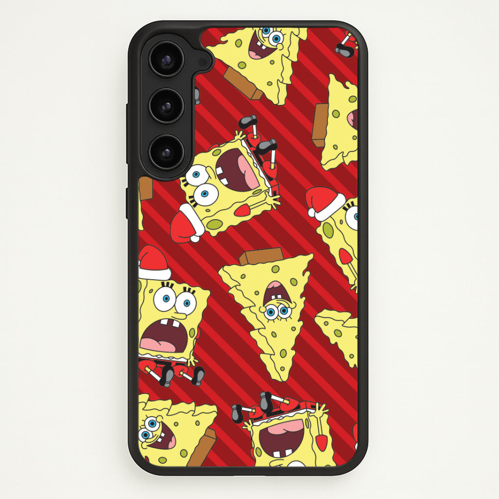 Christmas Cartoon Sponge Stripes Pattern Galaxy S23 Case