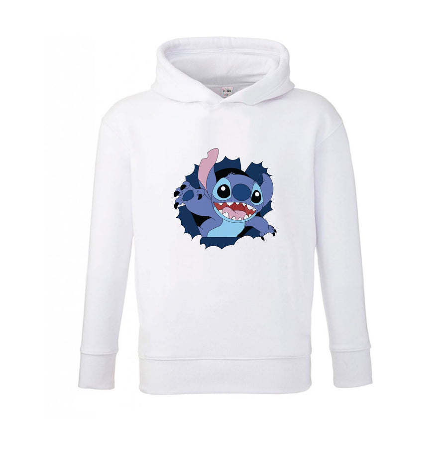 Torn Blue Alien Kids Hoodie