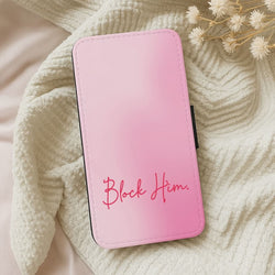 Block Him Pink Gradient Leather Phone Case