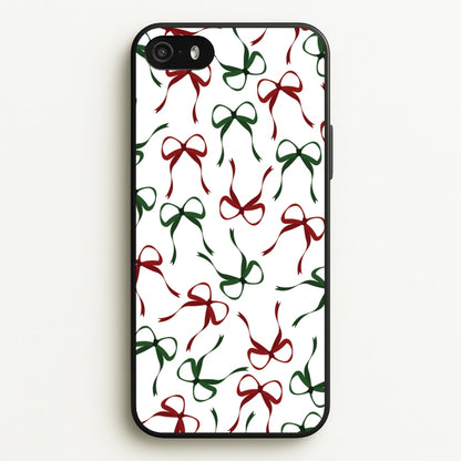 Red And Green Coquette Christmas Bows Pattern iPhone 5 / 5s / SE 2016 Case