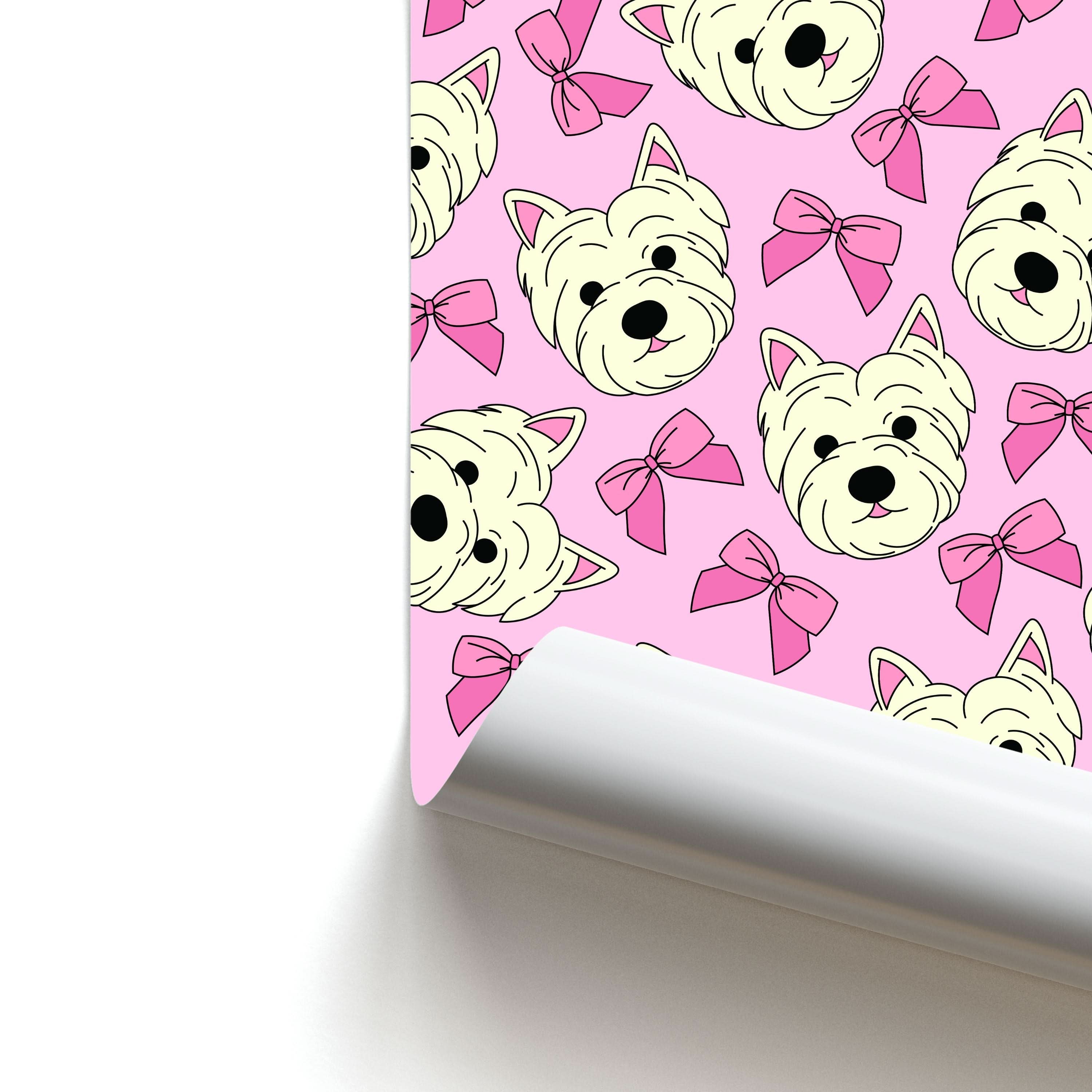 Cute Terrier And Bows Pattern  Poster