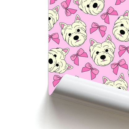 Cute Terrier And Bows Pattern  Poster