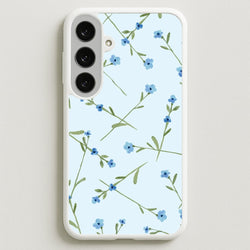 Baby Blue Floral Pattern Galaxy S25FE Case