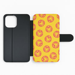 Metal Heart Pattern Flip Phone Case