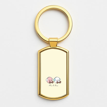 Cute Christmas Marshmellow Plushies Gold Keyring