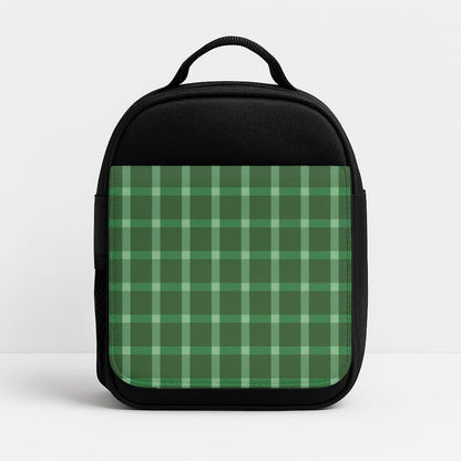 Dark Green Tartan Christmas Pattern Insulated Lunch Bag