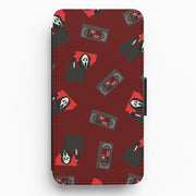 VHS & Ghostface Pattern Flip / Wallet Phone Case 1