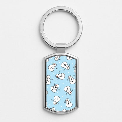 Cartoon Snowmen Pattern Silver Metal Keyring