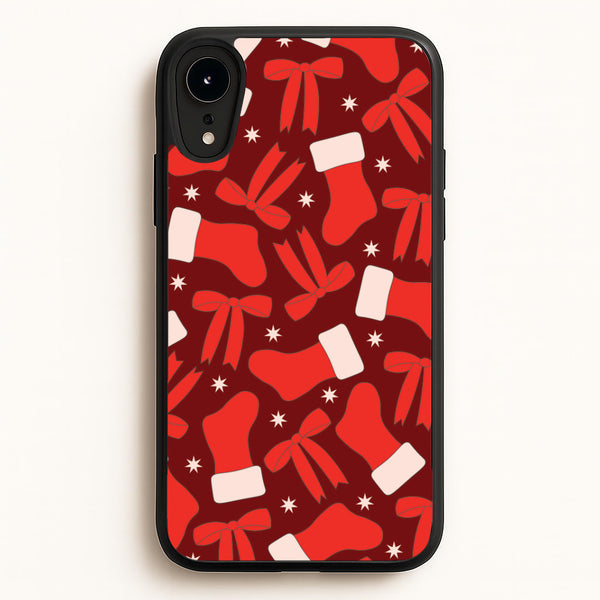 Stockings And Bows Pattern iPhone XR Case
