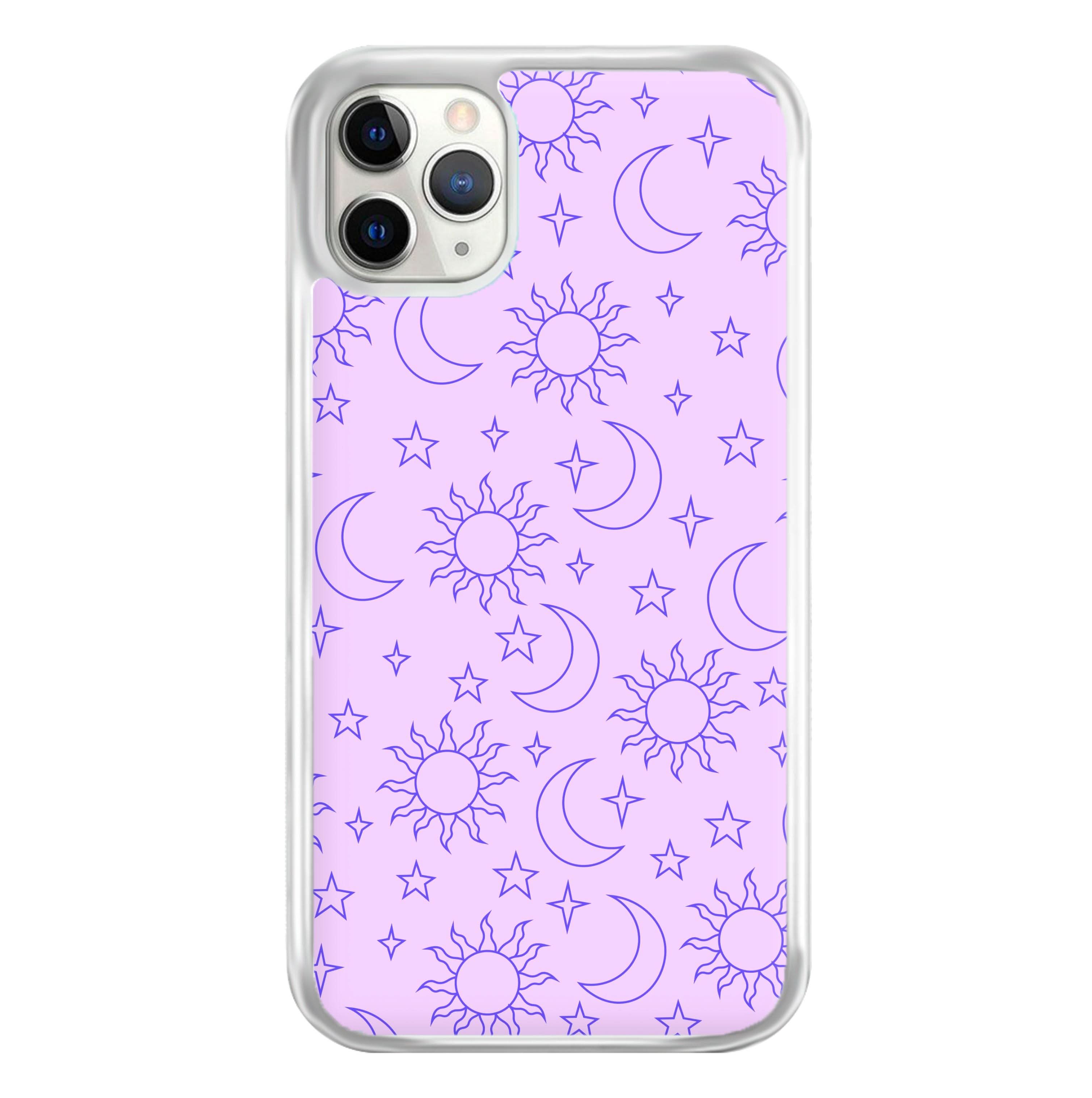 Sun, Moon And Stars Pattern Mauve Phone Case