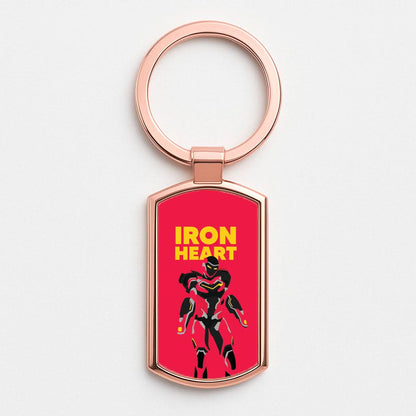 Metal Heart Hero Standing Rose Gold Keyring