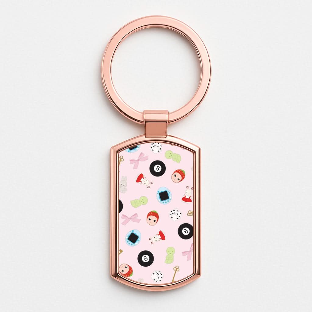 Trinkets Pattern Rose Gold Keyring
