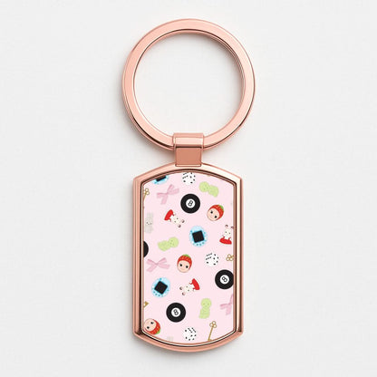 Trinkets Pattern Rose Gold Keyring