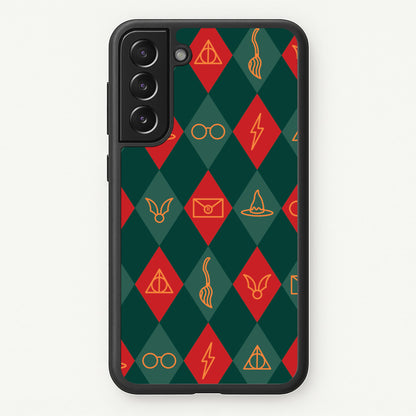 Christmas Wizard Icons Argyle Pattern Galaxy S21 Case