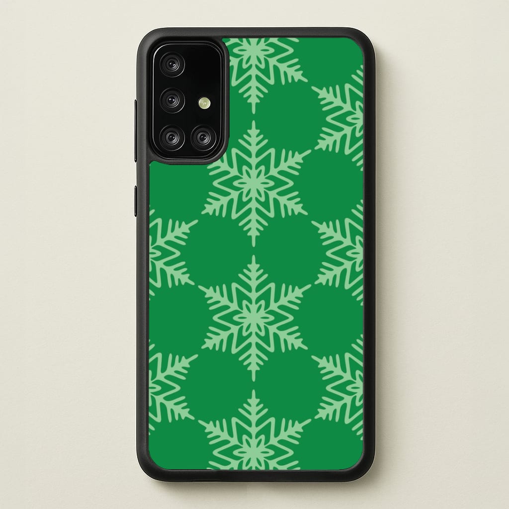 Green Giant Snowflakes Christmas Pattern Galaxy A71 Case