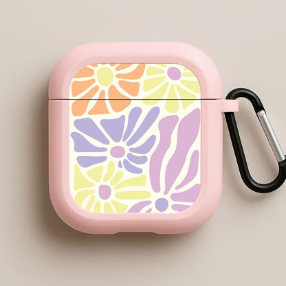 Pastel Abstract Flowers Pink AirPods Case