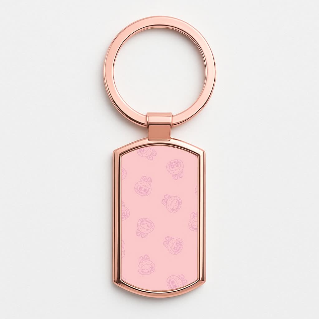 Monsters Outline Pattern II Rose Gold Keyring