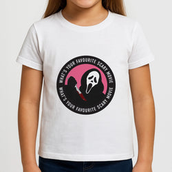 What's Your Favourite Scary Movie Badge Girls T-Shirt