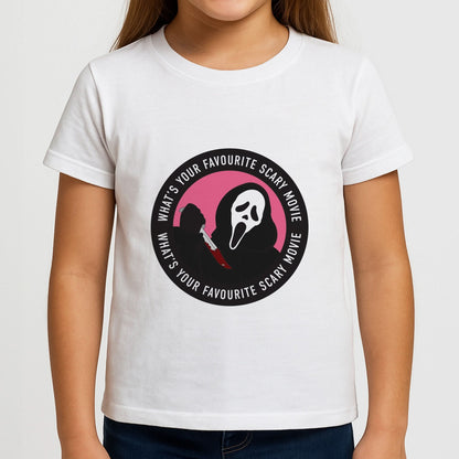 What's Your Favourite Scary Movie Badge Girls T-Shirt
