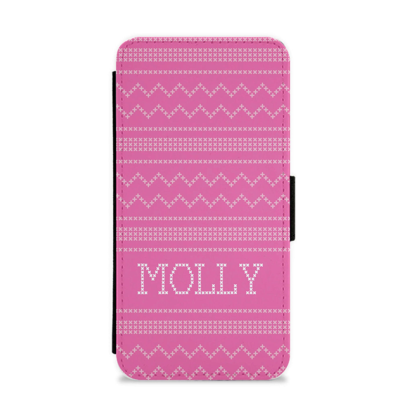 Personalised Christmas Jumper Pink Flip / Wallet Phone Case