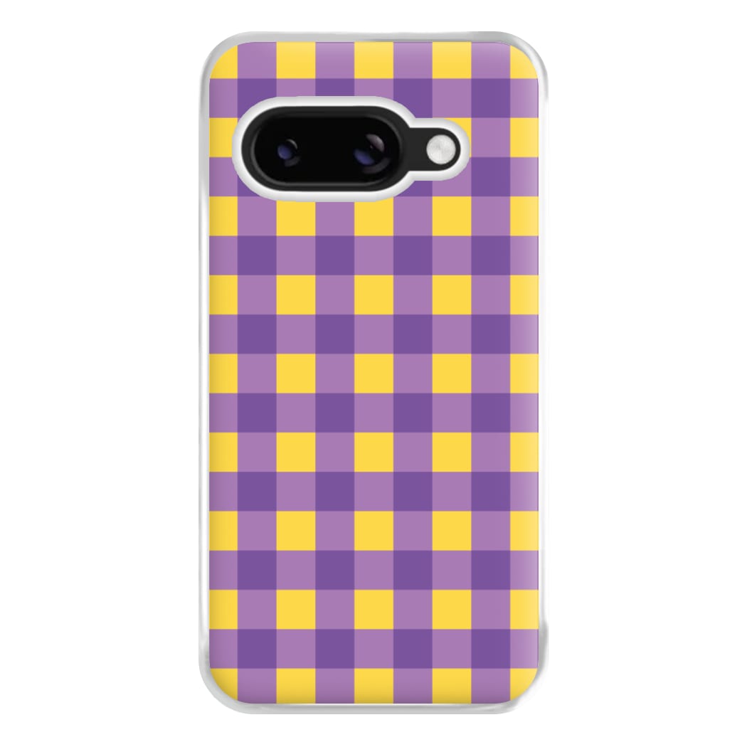 Purple And Yellow Checkered Pattern Google Pixel 9a Case