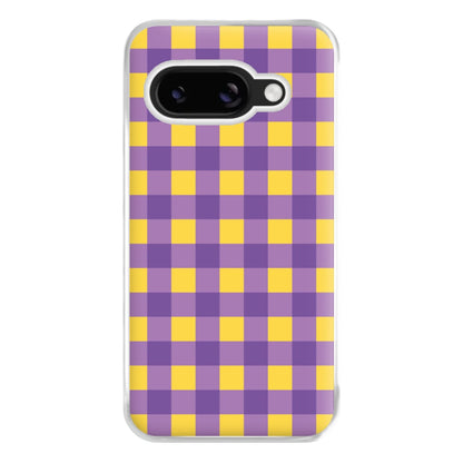 Purple And Yellow Checkered Pattern Google Pixel 9a Case
