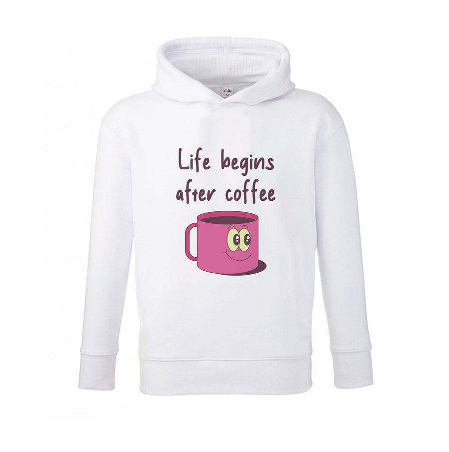 Life Begins After Coffee - Aesthetic Quote Kids Hoodie
