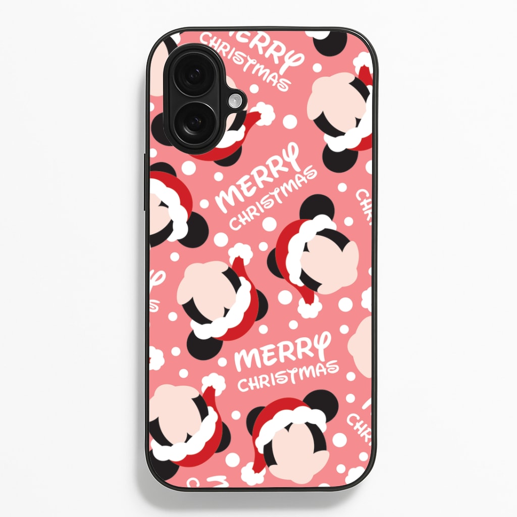 Merry Christmas Cartoon Mouse Pattern iPhone 16 Plus Case