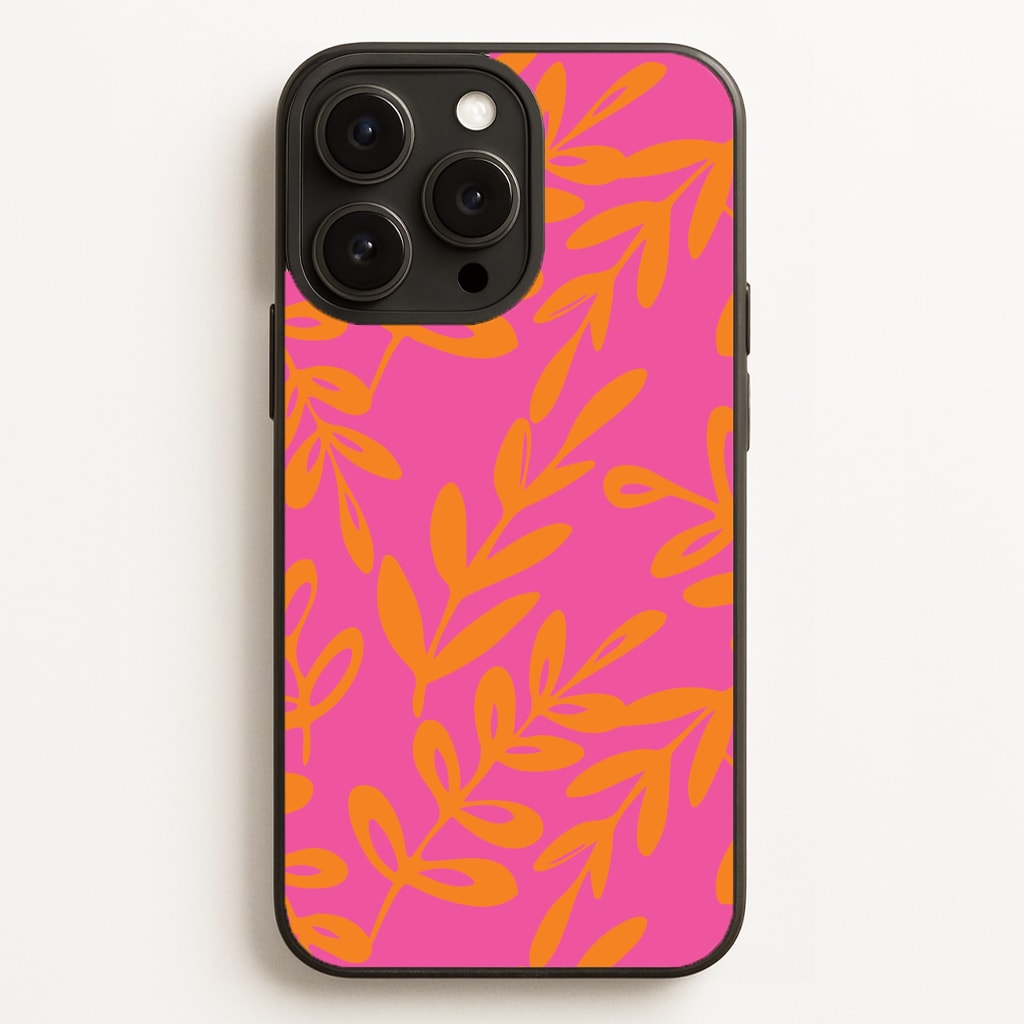 Pink & Orange Leaves - Foliage Phone Case for iPhone, Samsung Galaxy and Google Pixel