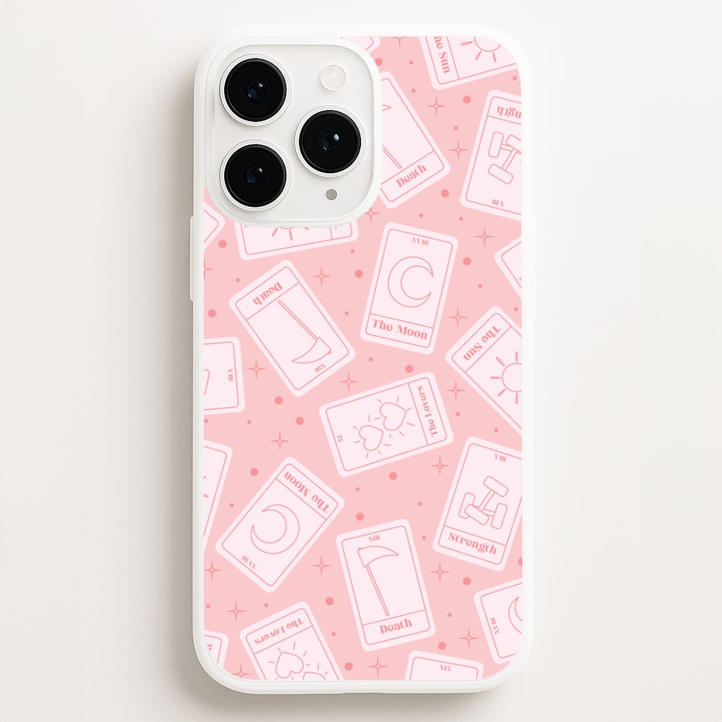 Pastel Pink Tarot Cards Pattern Phone Case for iPhone, Samsung Galaxy and Google Pixel
