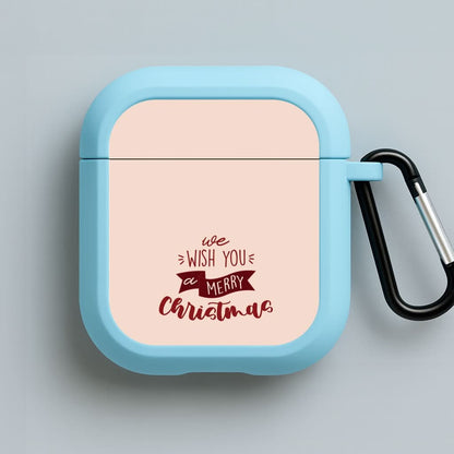 We Wish You A Merry Christmas Quote Blue AirPods Case