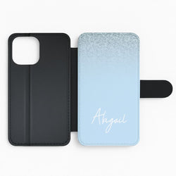 Blue Glitter Personalised Name Flip Phone Case