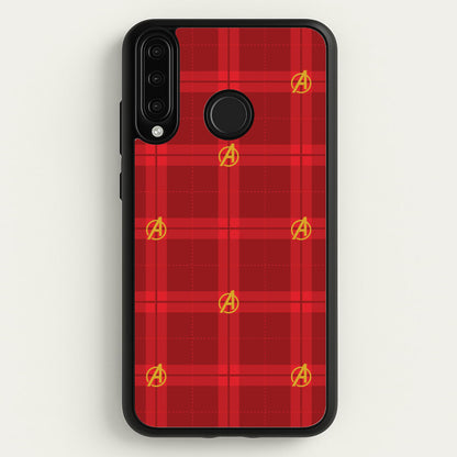 Superhero Team Red Tartan Pattern Huawei P30 Lite Case