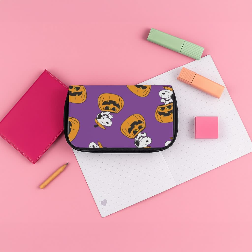 Cartoon Beagle Pumpkin Pattern Pencil Case