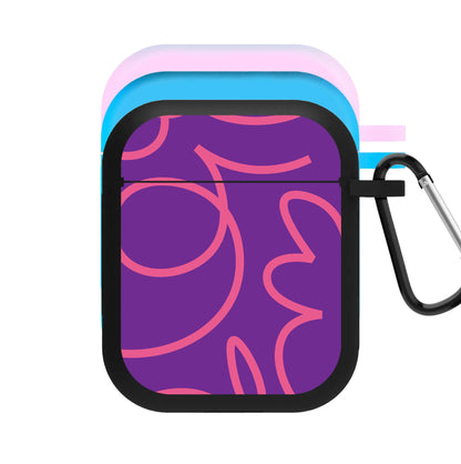 Pink Squiggles Abstract Pattern AirPods Case