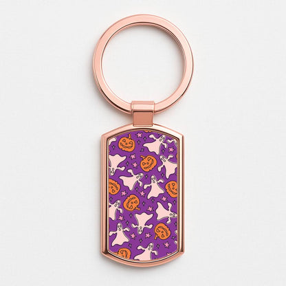 Abstract Halloween Pattern Rose Gold Keyring