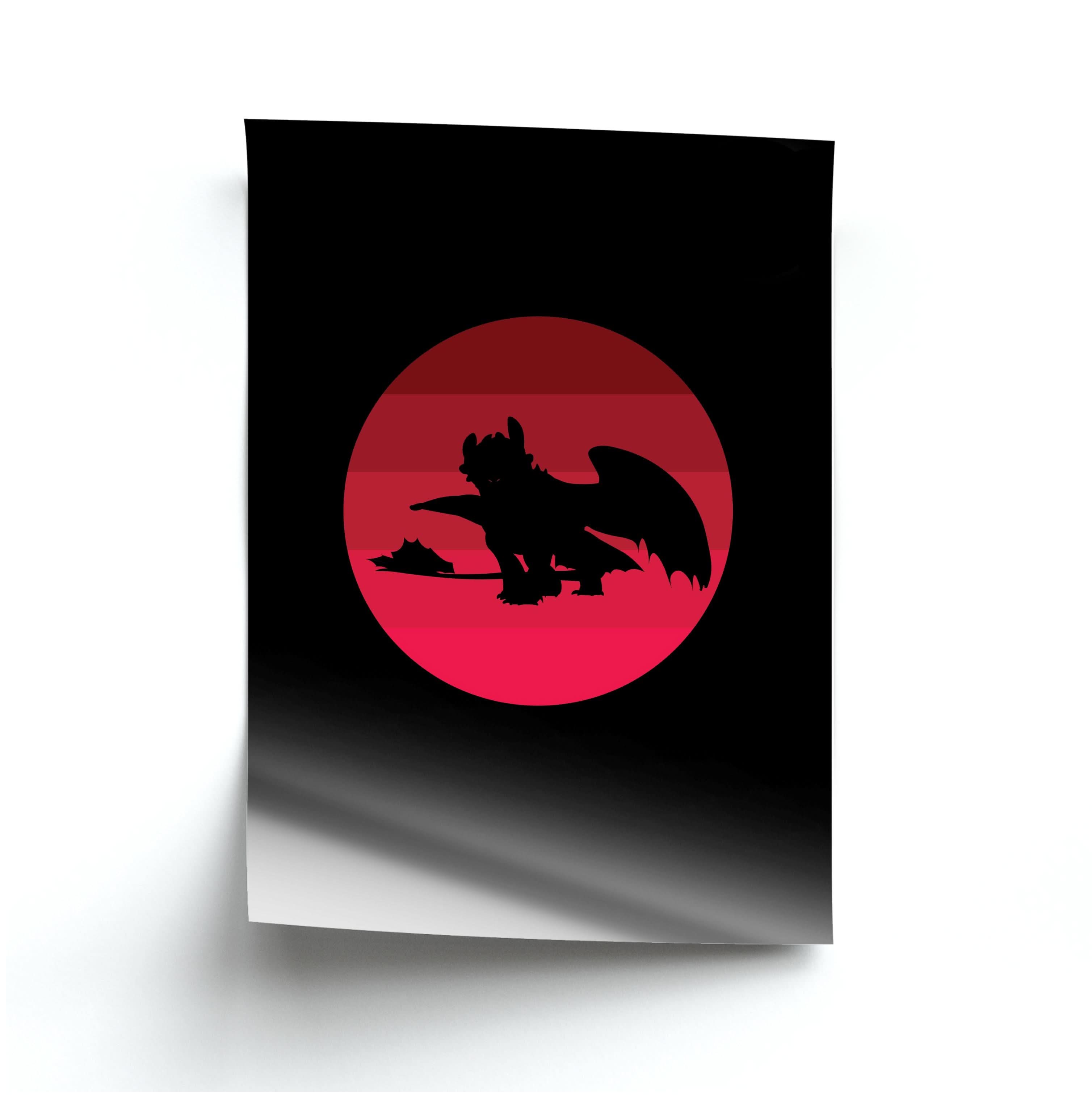 Red Sunset Dragon Poster
