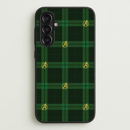 Superhero Team Green Tartan Pattern Galaxy A16 Case