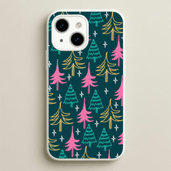 Colourful Sketched Christmas Trees Pattern iPhone 15 Plus Case