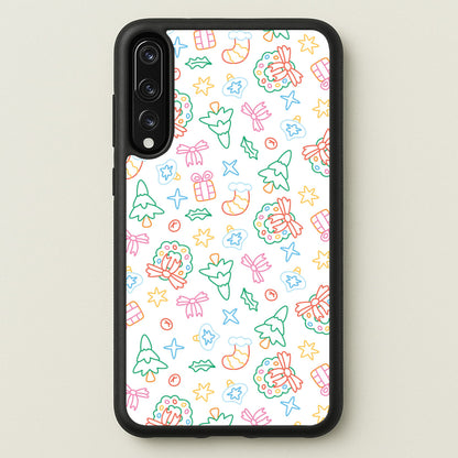 Neon Christmas Icons Pattern II Huawei P20 Pro Case