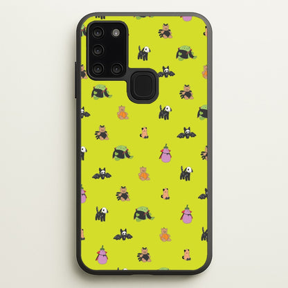 Halloween Plushies Pattern III - Halloween Galaxy A21s Case