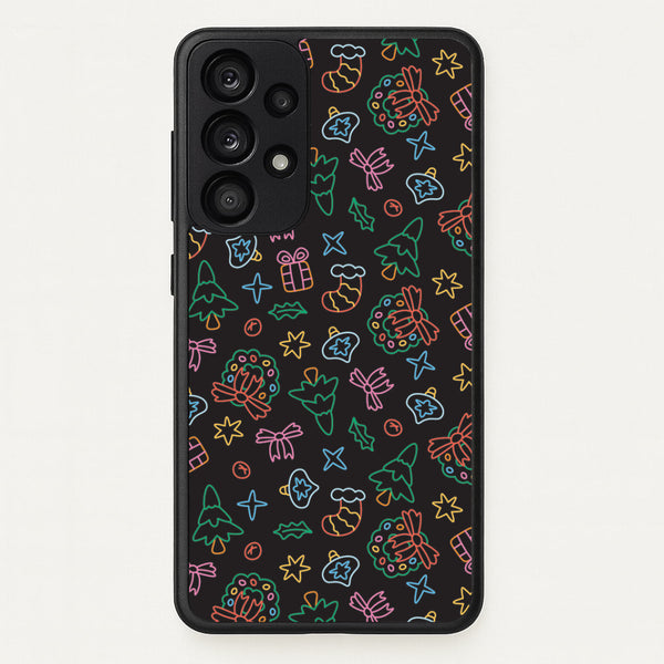 Neon Christmas Icons Pattern I Galaxy A33 Case