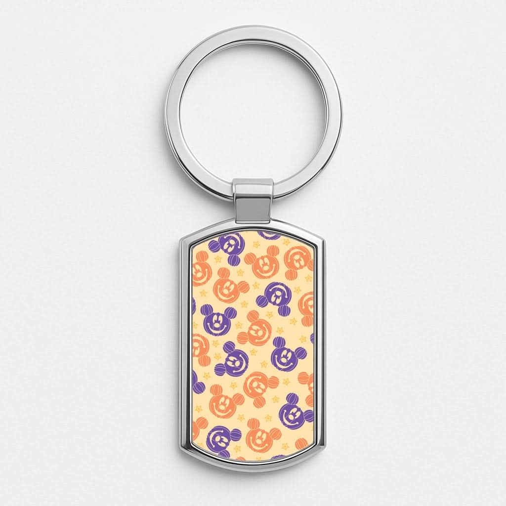 Pumkin Mouse And Stars Pattern Silver Metal Keyring