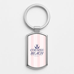 Stripes Cousin Beach Silver Metal Keyring