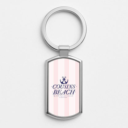 Stripes Cousin Beach Silver Metal Keyring
