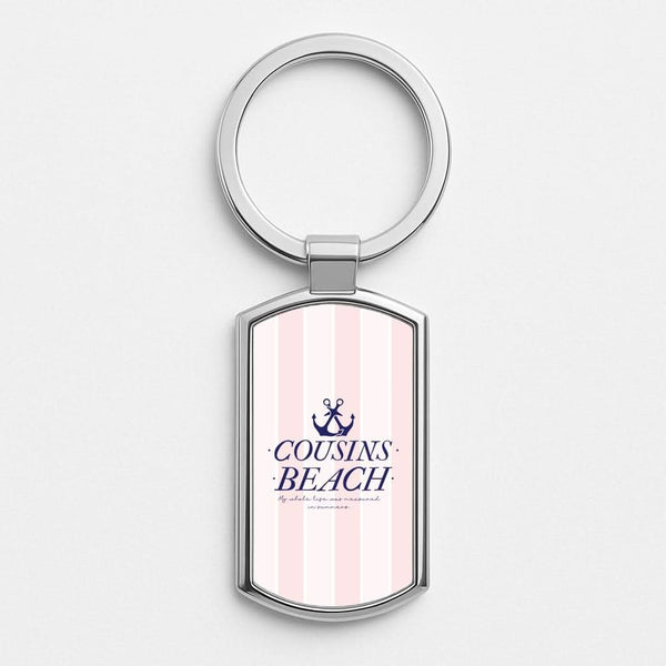 Stripes Cousin Beach Silver Metal Keyring