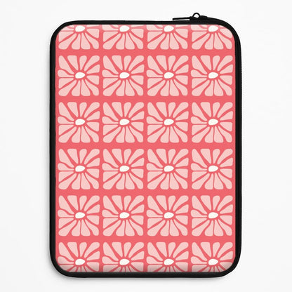 Square Abstract Flowers Pink Universal Laptop Sleeve