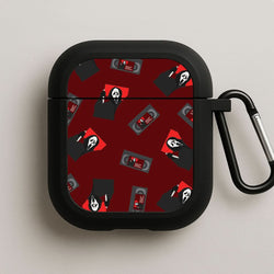 VHS & Ghostface Pattern Black AirPods Case