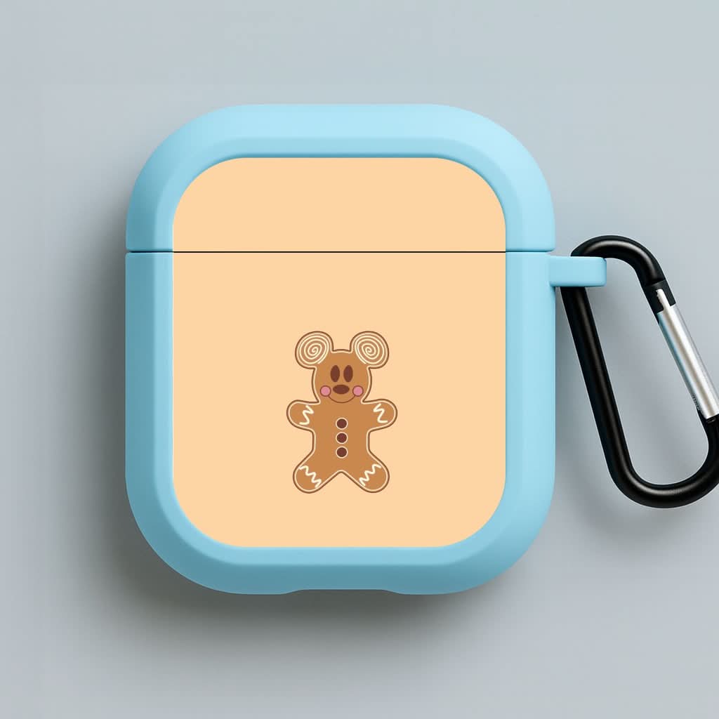 Cartoon Mouse Gingerbread Blue AirPods Case